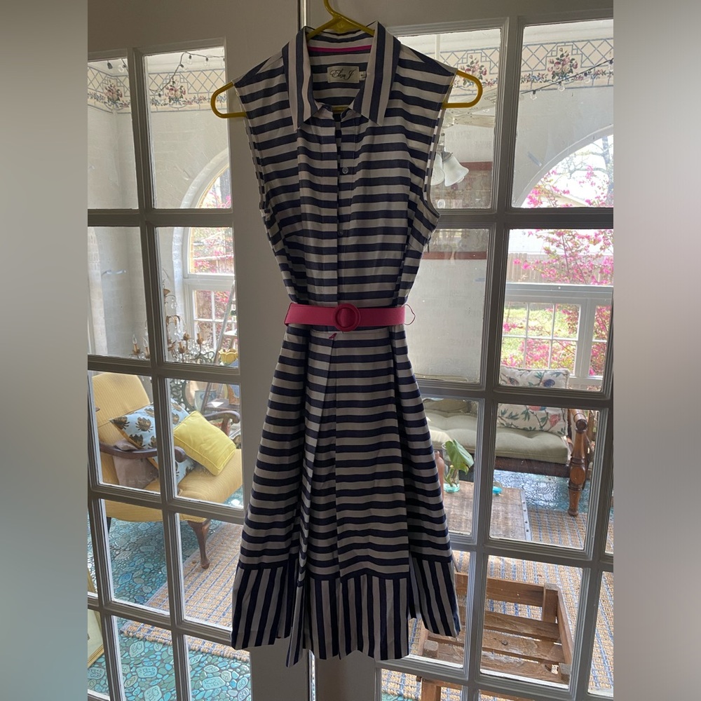 Eliza J dress. Blue and white striped size 8